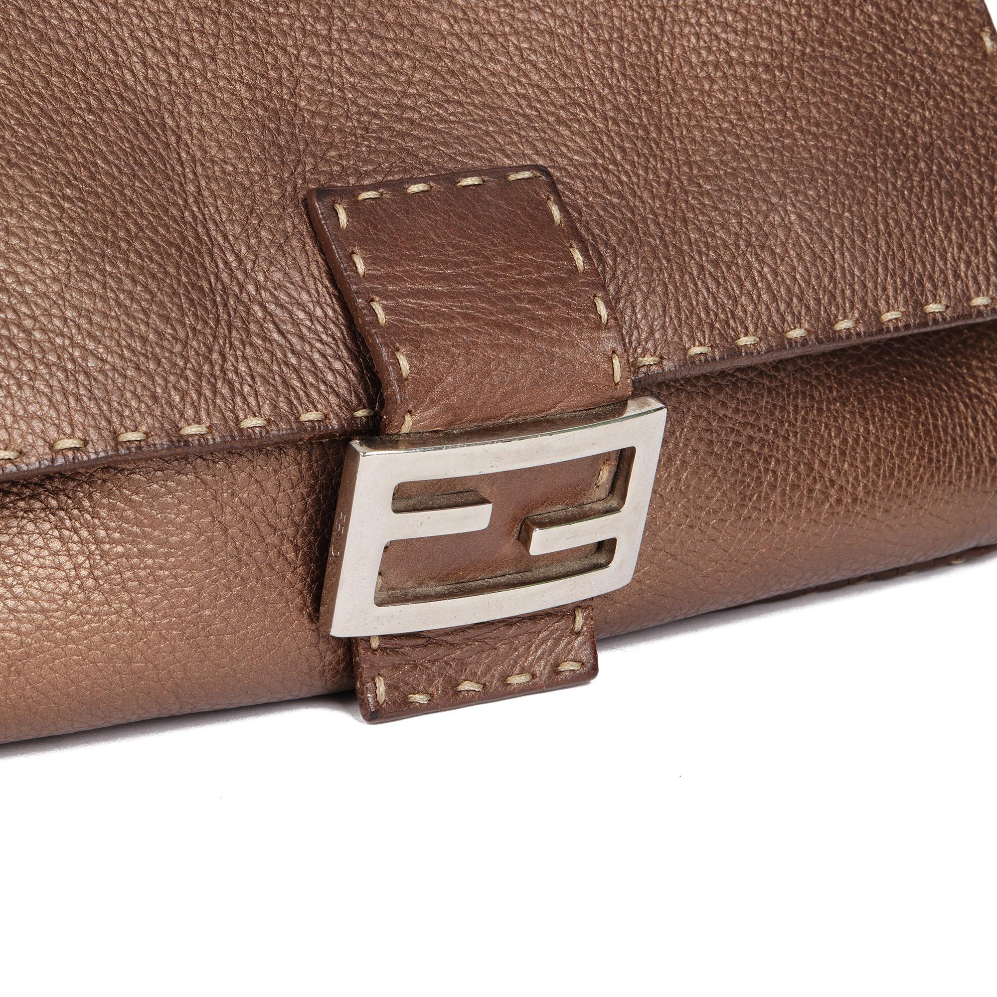 Women's FENDI Metallic Brown Calfskin Leather Mama Baguette