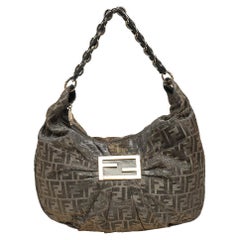 Fendi Metallic Brown/Grey Zucca Canvas Mia Hobo