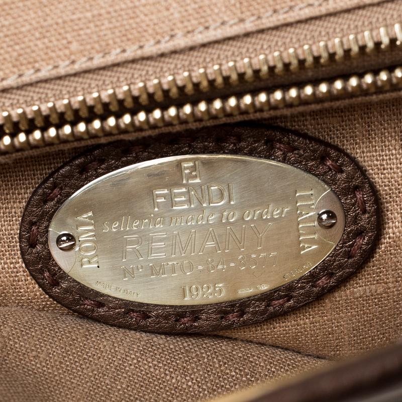 Fendi Metallic Brown Selleria Leather Large Peekaboo Top Handle Bag 5