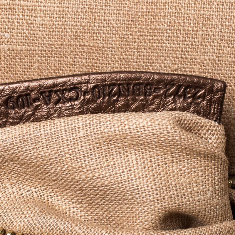 Fendi Metallic Brown Selleria Leather Large Peekaboo Top Handle Bag 6