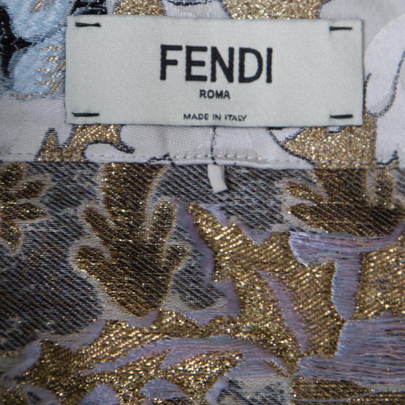 Fendi Metallic Floral Jacquard Tie Detail Apron Skirt S 1