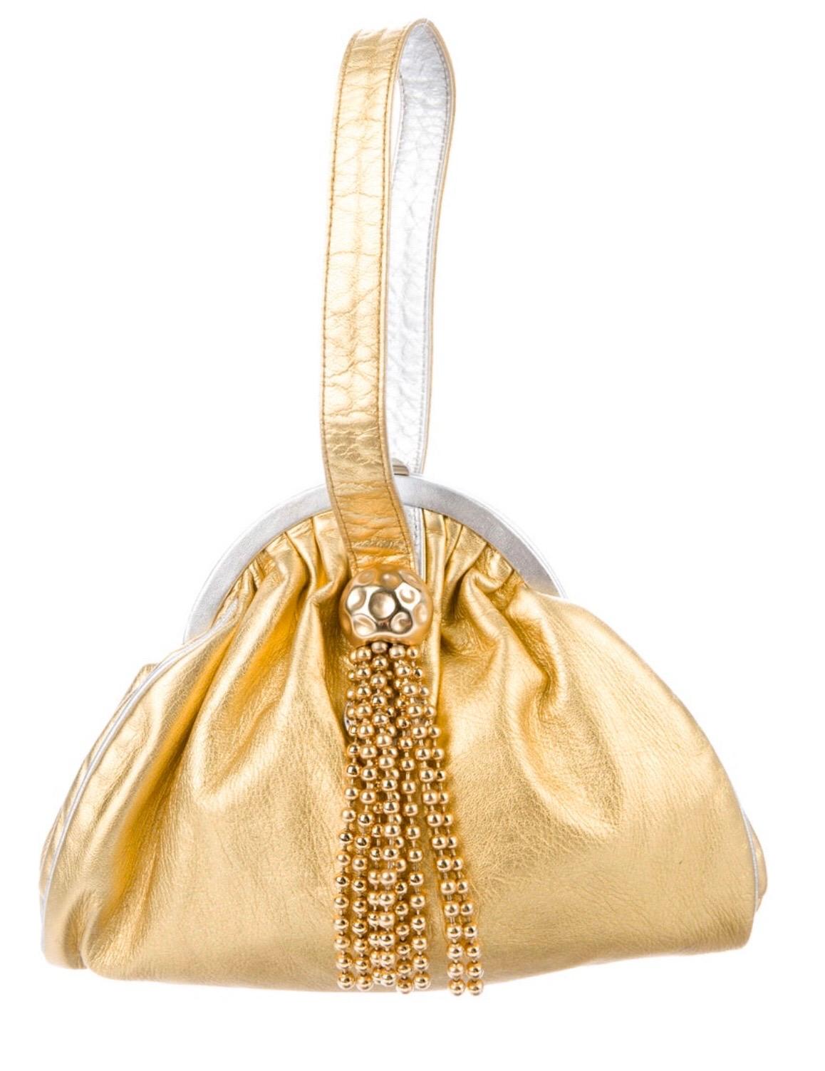 metallic gold evening bag