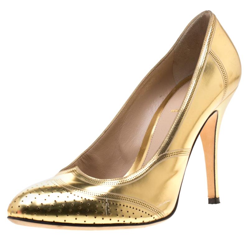 metallic gold pumps