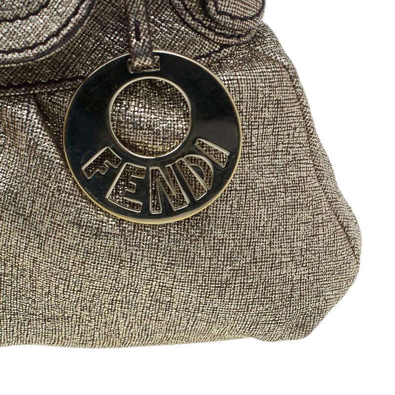 Fendi Metallic Gold Saffiano Leather Chef Shoulder Bag 5