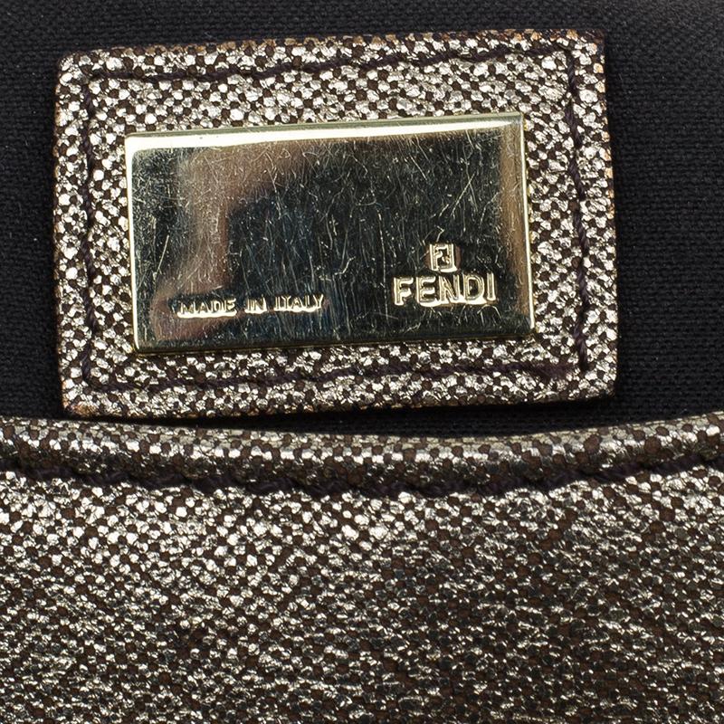 Fendi Metallic Gold Saffiano Leather Chef Shoulder Bag 7