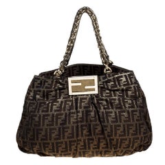 Fendi Metallic Gold Zucca Canvas Large Mia Shoulder Bag