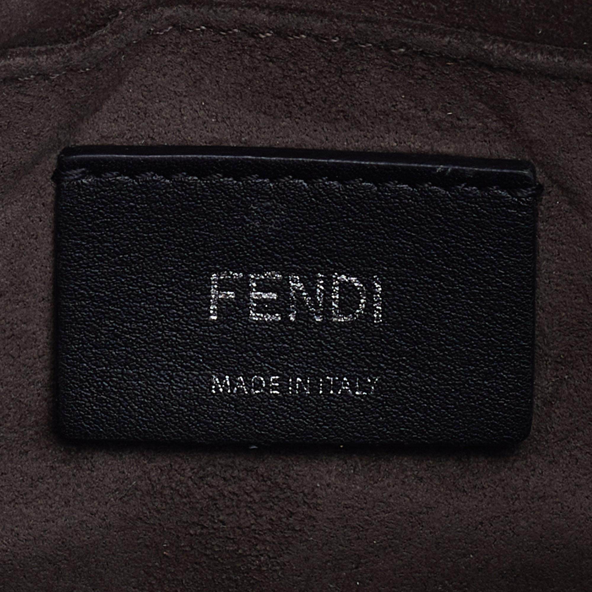Fendi Metallic Green Leather Small Scalloped Kan I Shoulder Bag 3