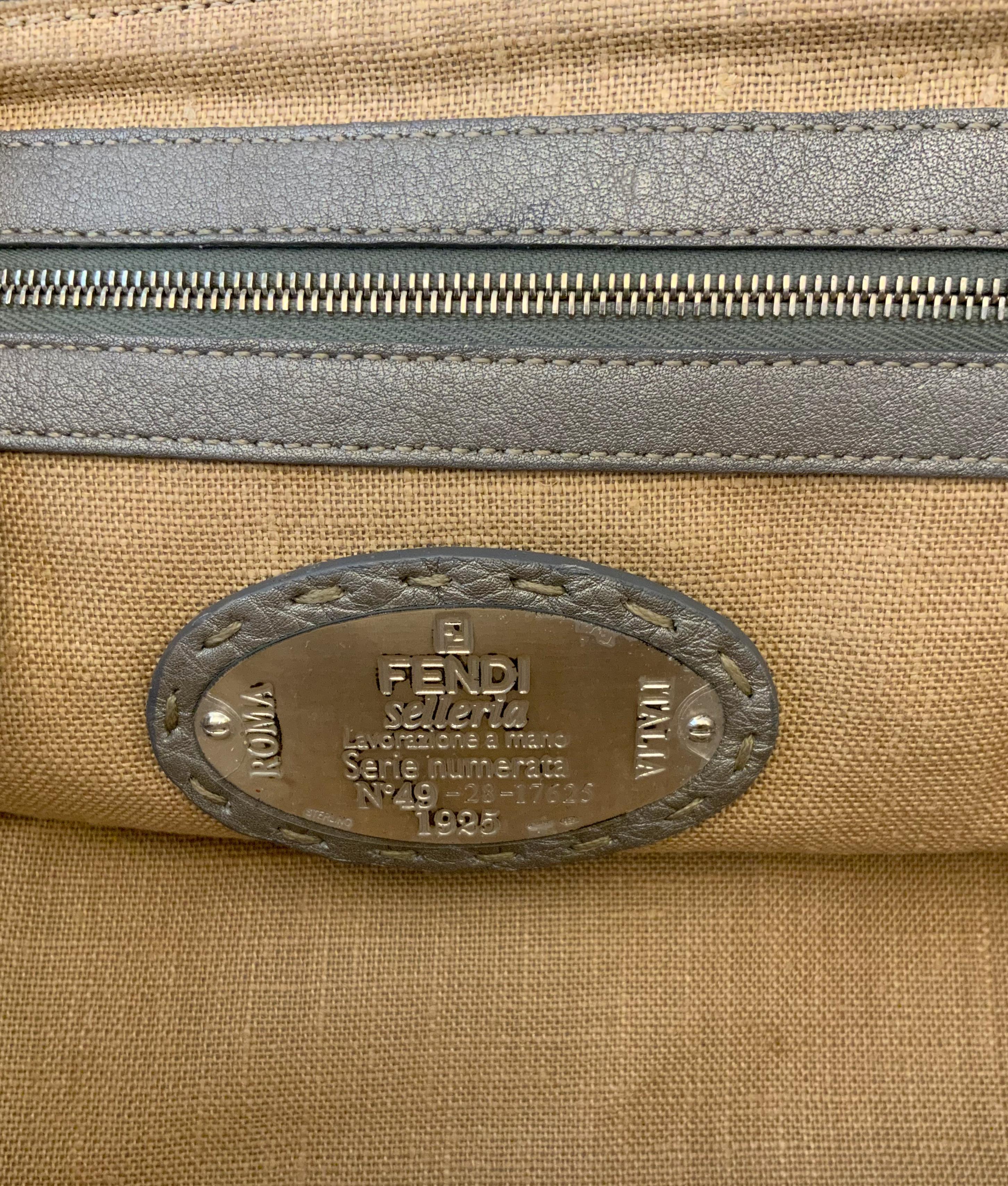 Fendi Metallic Grey Calfskin Romano Selleria Mini Adele Bag 1