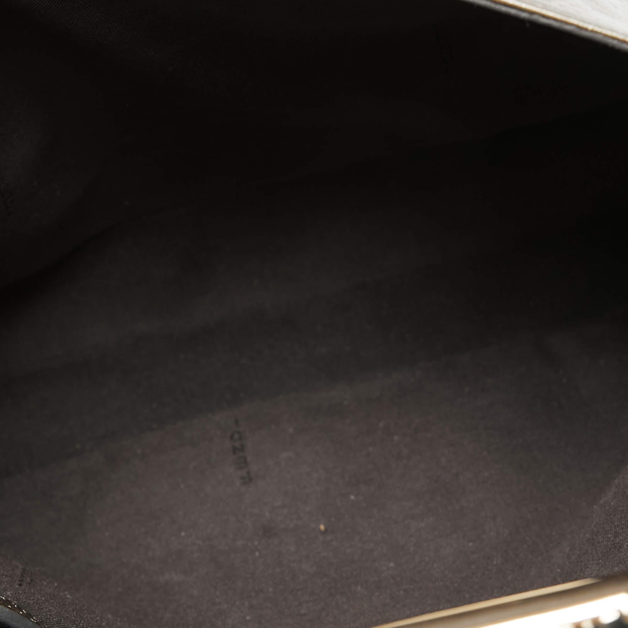 Fendi Metallic Grey Leather Maxi Studded Baguette Flap Shoulder Bag 2