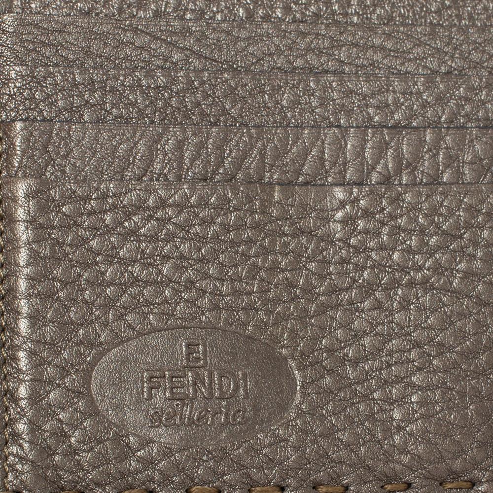 Fendi Metallic Grey Selleria Leather Continental Wallet 1