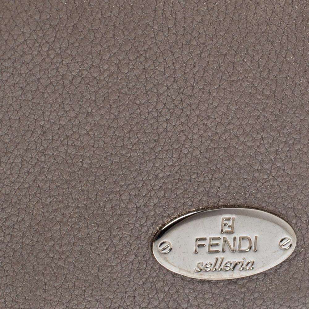 Fendi Metallic Grey Selleria Leather Continental Wallet 2
