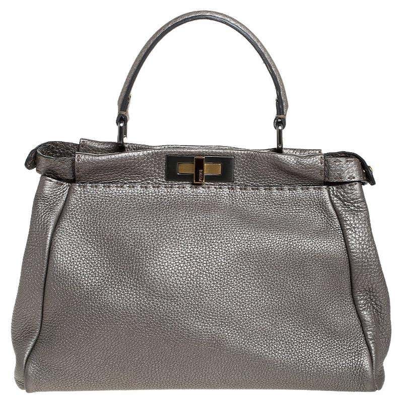 FENDI Gray Grey Suede TO YOU BAG Mini Duffle MIRRORED Handbag at ...