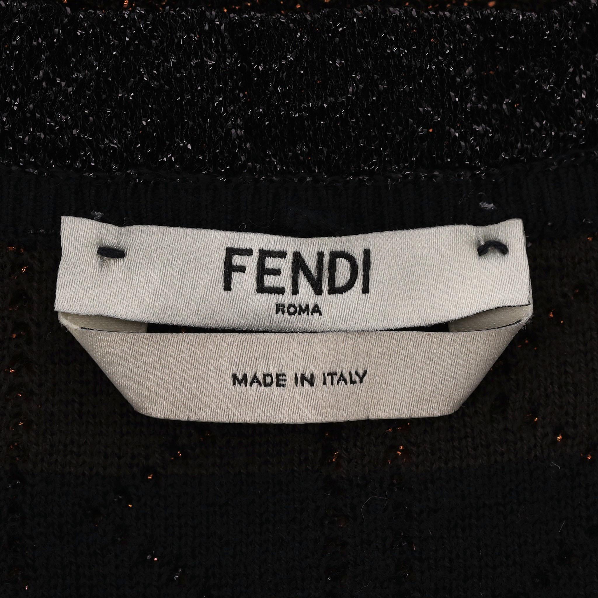 Fendi Metallic Knitted Dress With Mink Fur & Pearl Floral Adornment For Sale 4