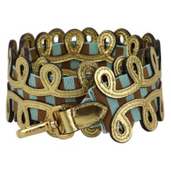 Fendi Metallic Leather And Canvas Bag Strap