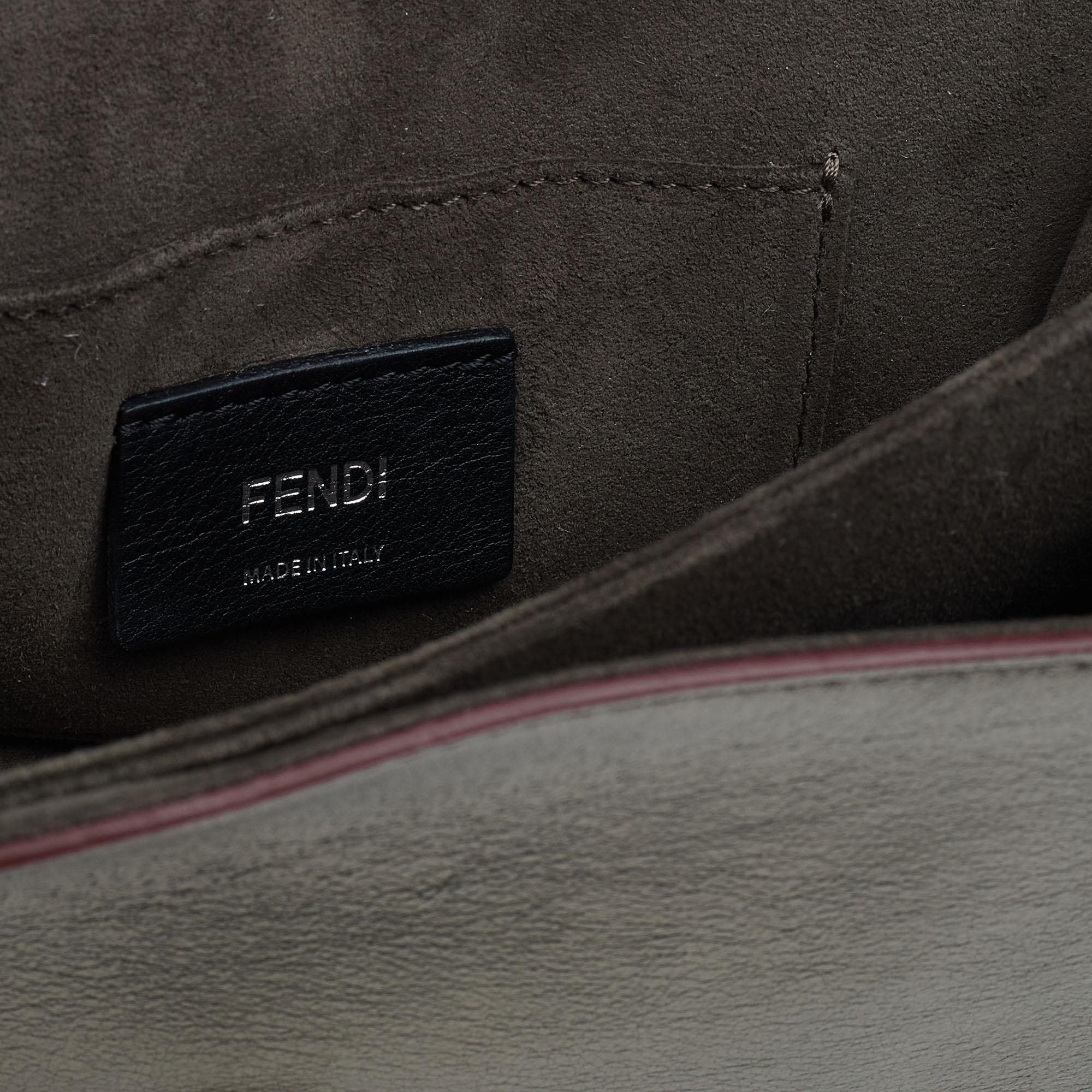 Fendi Metallic Leather Studded Mini Kan I Chain Shoulder Bag 2