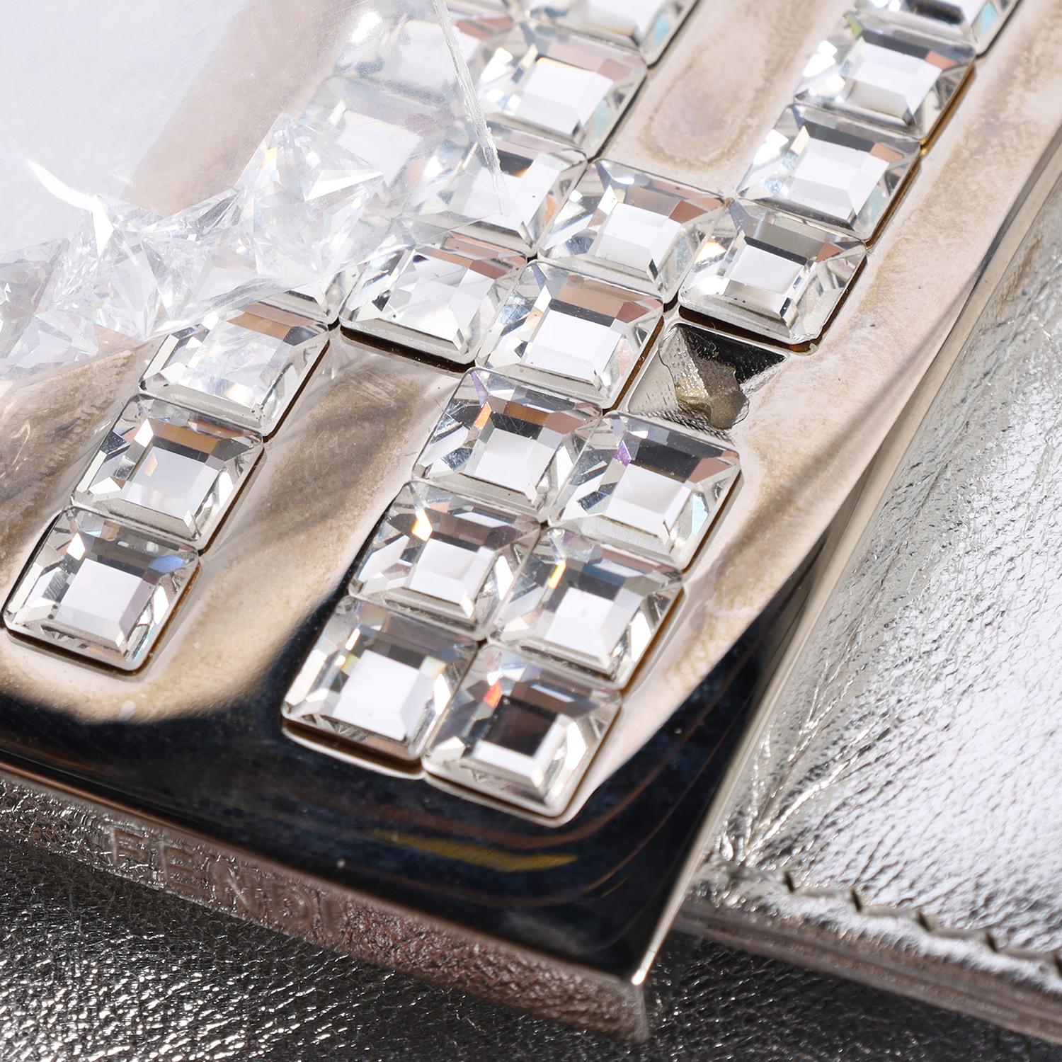 Fendi Metallic Mini Croissant Bag A. Silver in vendita 8