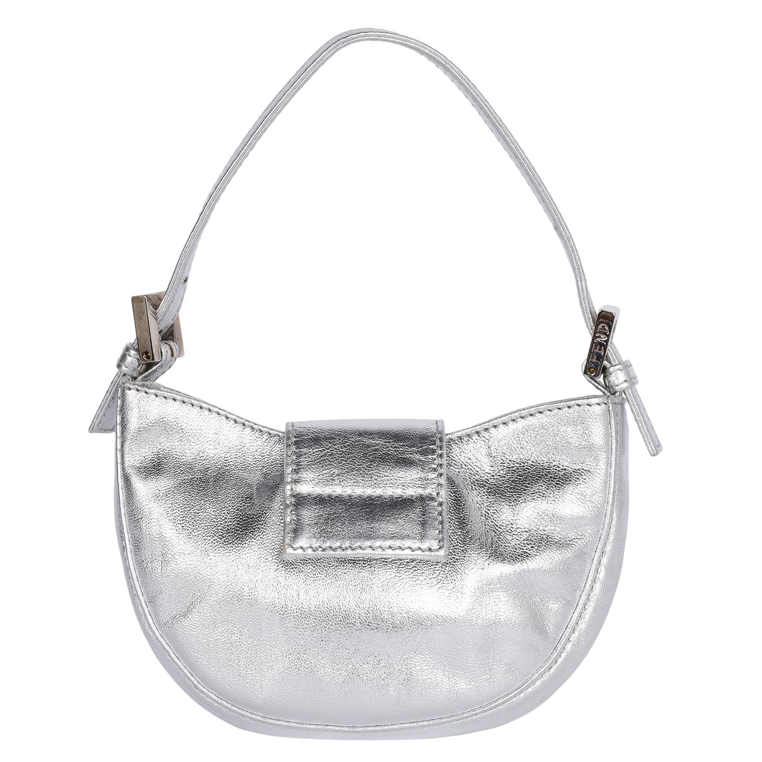 Fendi Metallic Mini Croissant Bag A. Silver in vendita 1