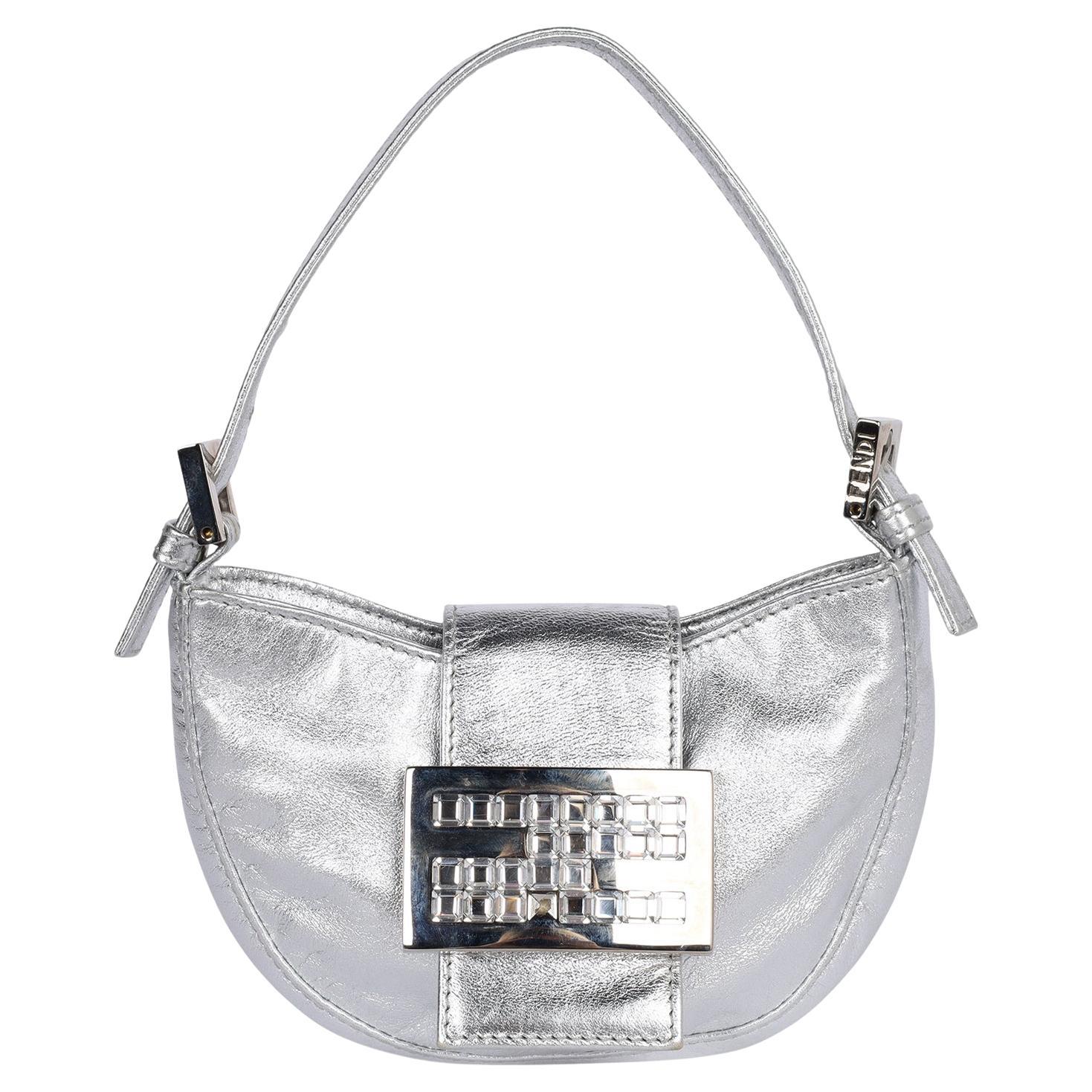 Fendi Metallic Mini Croissant Bag A. Silver in vendita