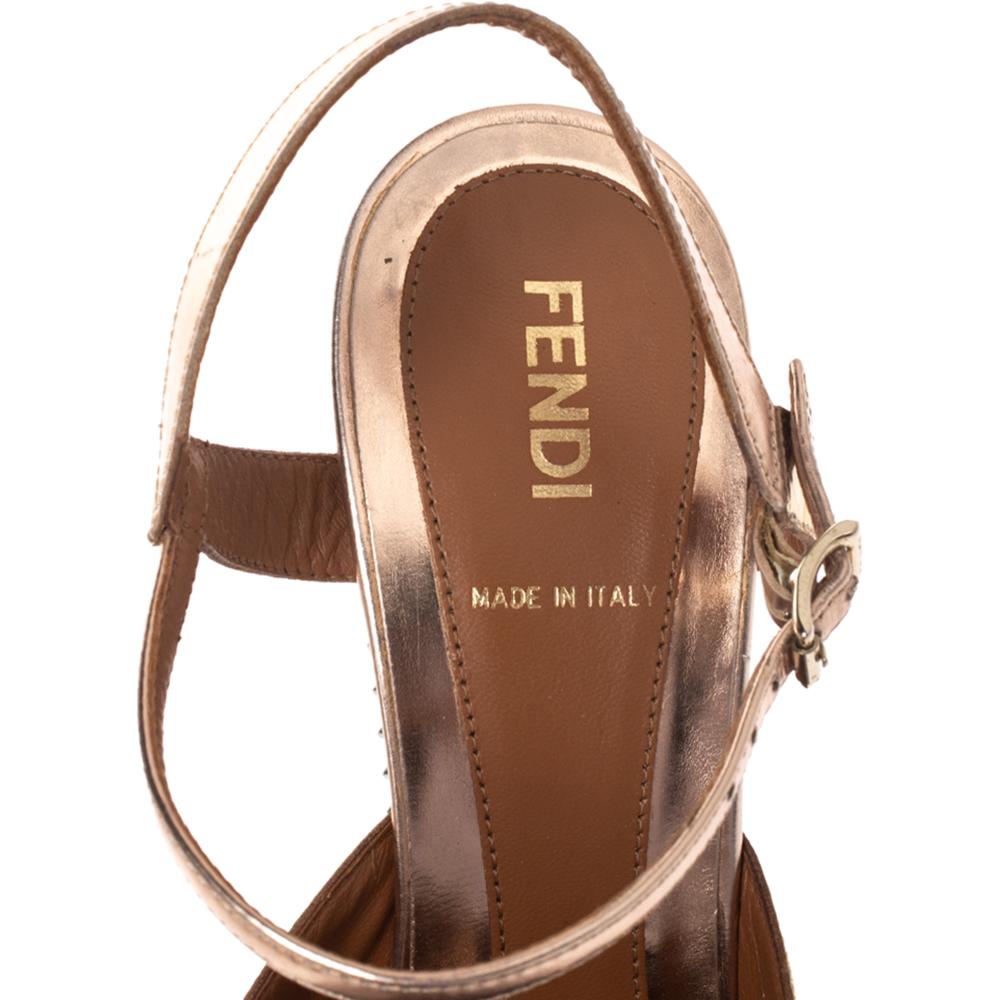 Fendi Metallic Multicolor Leather Polifonia Ankle Strap Sandals Size 37 In Good Condition In Dubai, Al Qouz 2