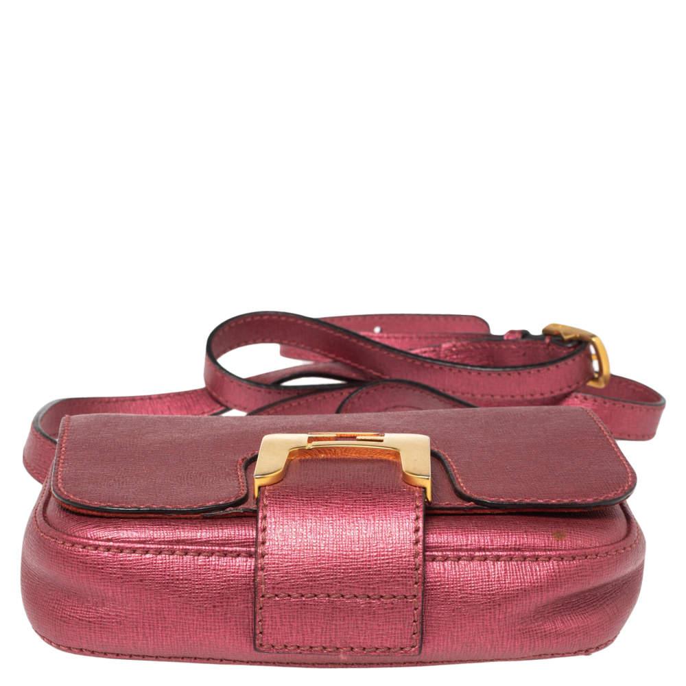 Fendi Metallic Pink Leather Chameleon Crossbody Bag For Sale 1