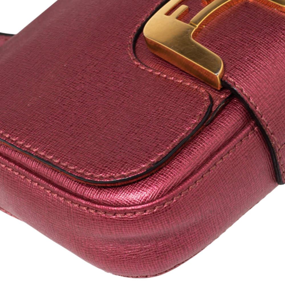 Fendi Metallic Pink Leather Chameleon Crossbody Bag For Sale 2