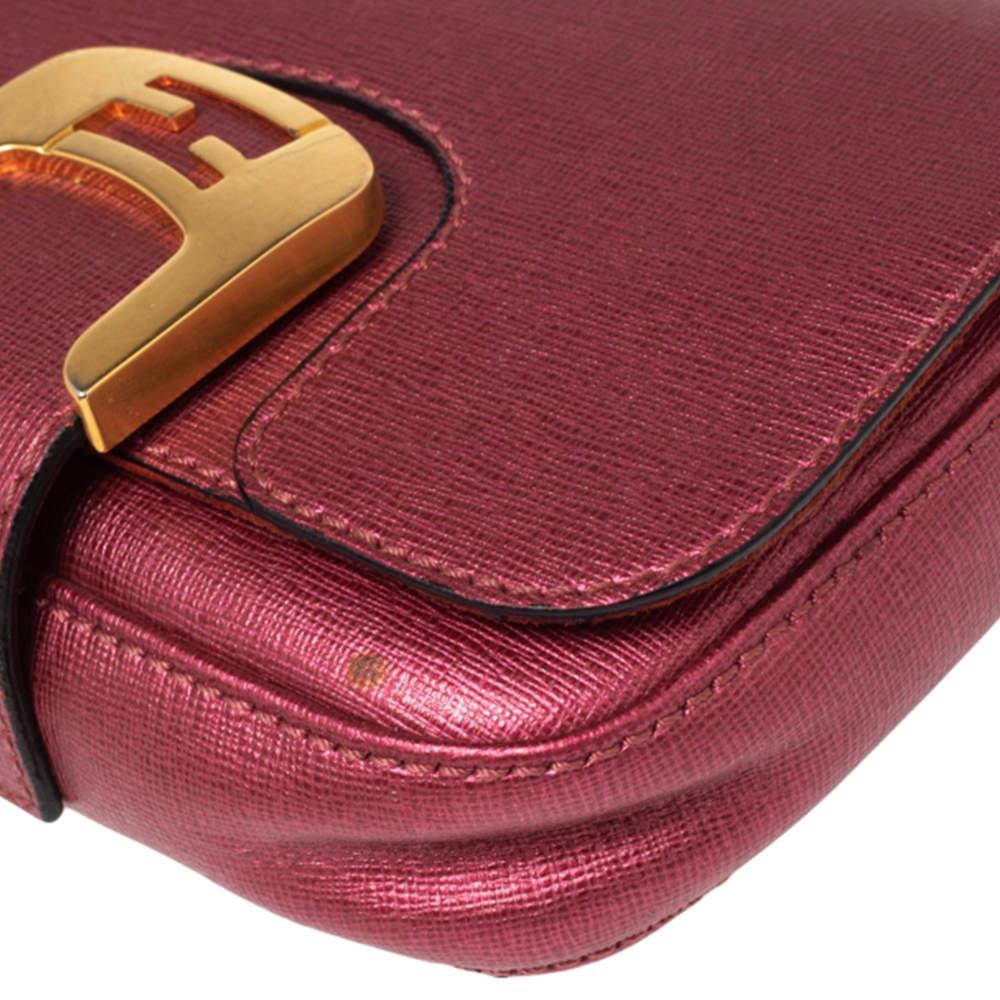 Fendi Metallic Pink Leather Chameleon Crossbody Bag For Sale 3
