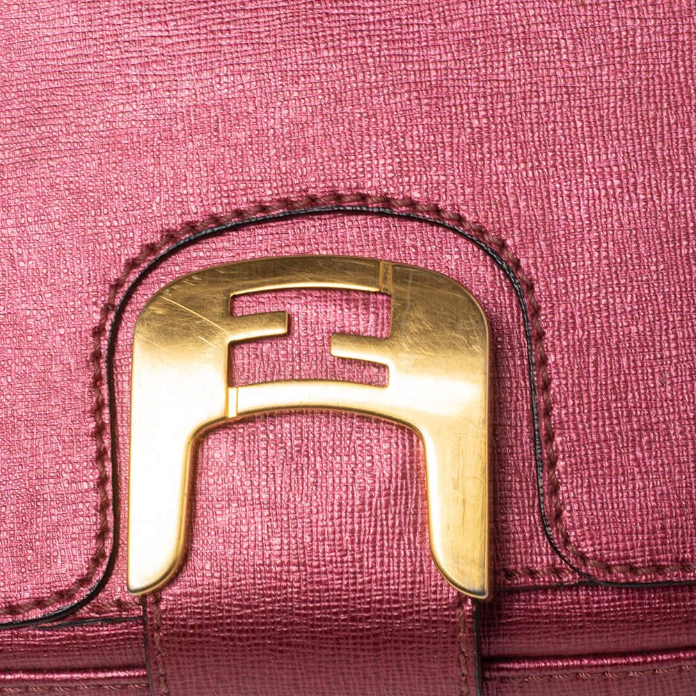 Fendi Metallic Pink Leather Chameleon Crossbody Bag For Sale 4