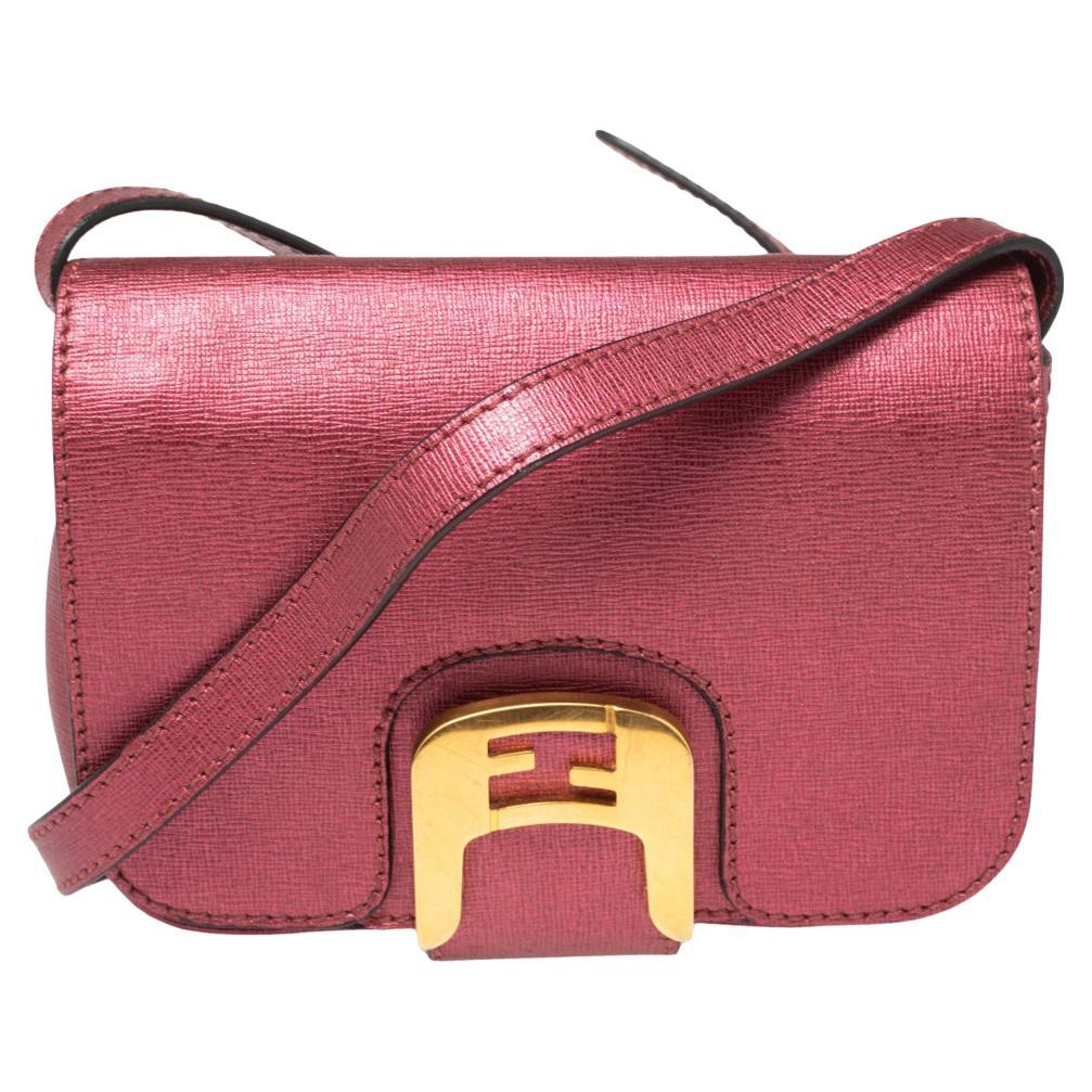 Fendi Metallic Pink Leather Chameleon Crossbody Bag For Sale