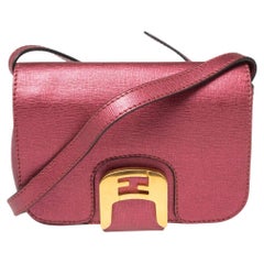 Borsa a tracolla Fendi Chameleon in pelle rosa metallizzata