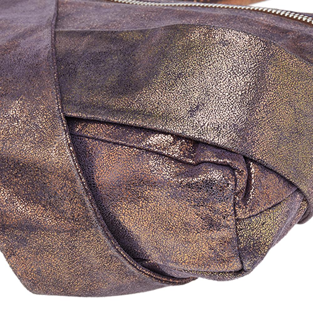 Women's Fendi Metallic Purple Iridescent Leather Pleated Shoulder Bag
