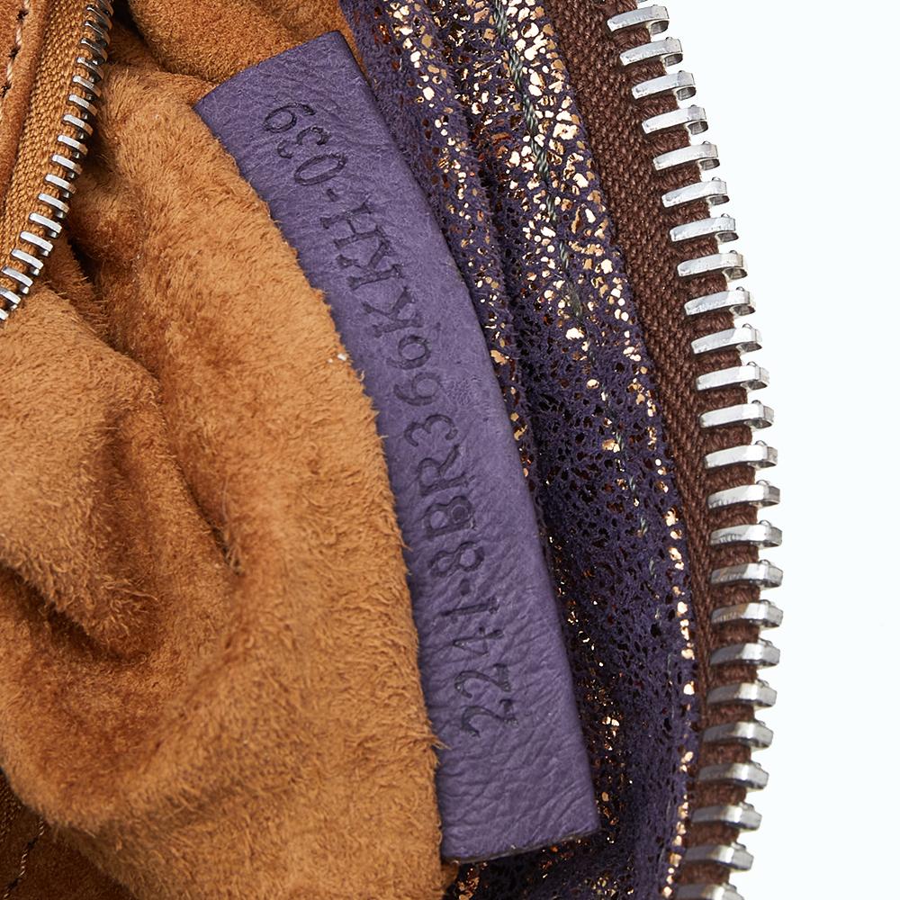 Fendi Metallic Purple Iridescent Leather Pleated Shoulder Bag 1