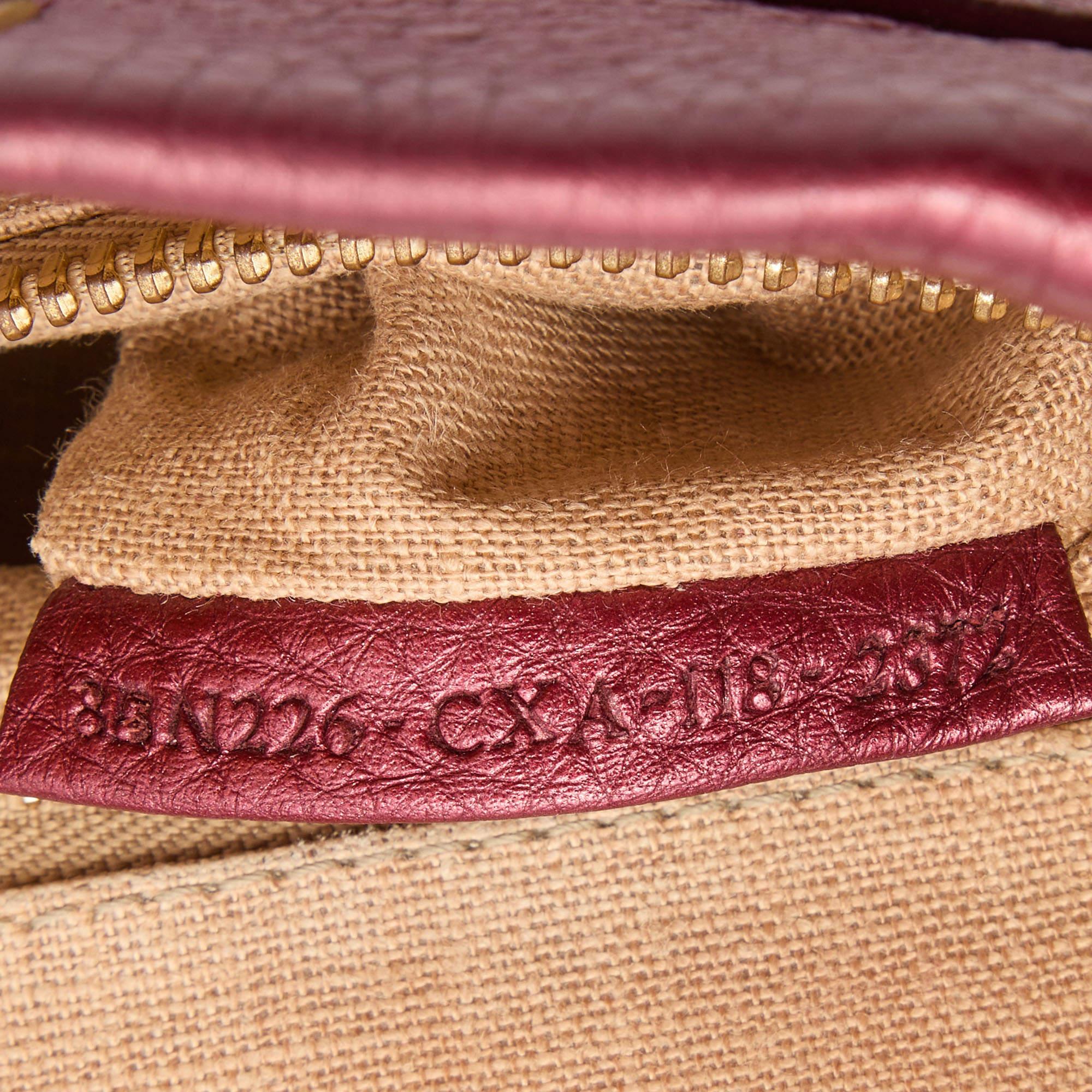 Fendi Metallic Red Leather Sellier Medium Peekaboo Top Handle Bag 7