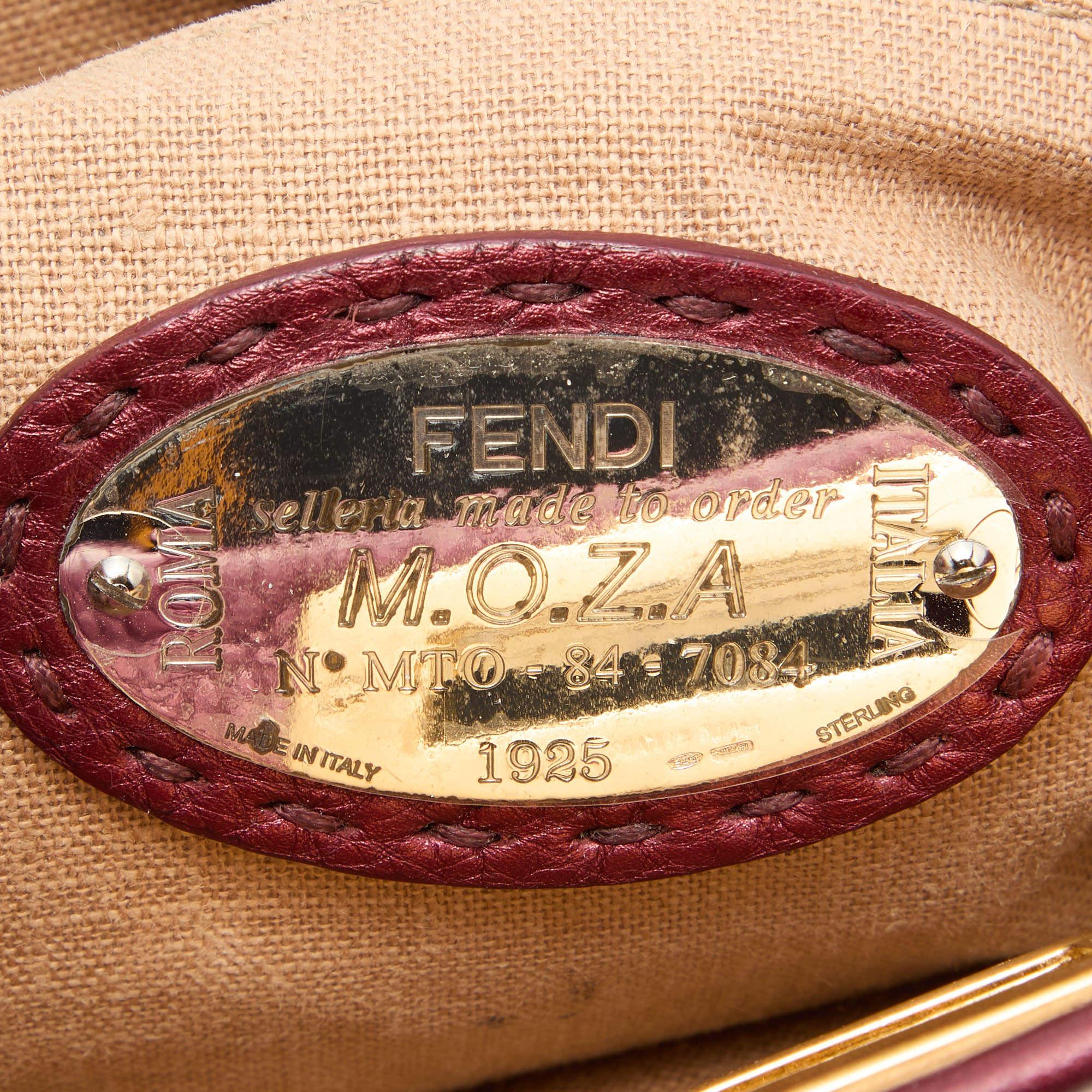 Fendi Metallic Red Leather Sellier Medium Peekaboo Top Handle Bag 8