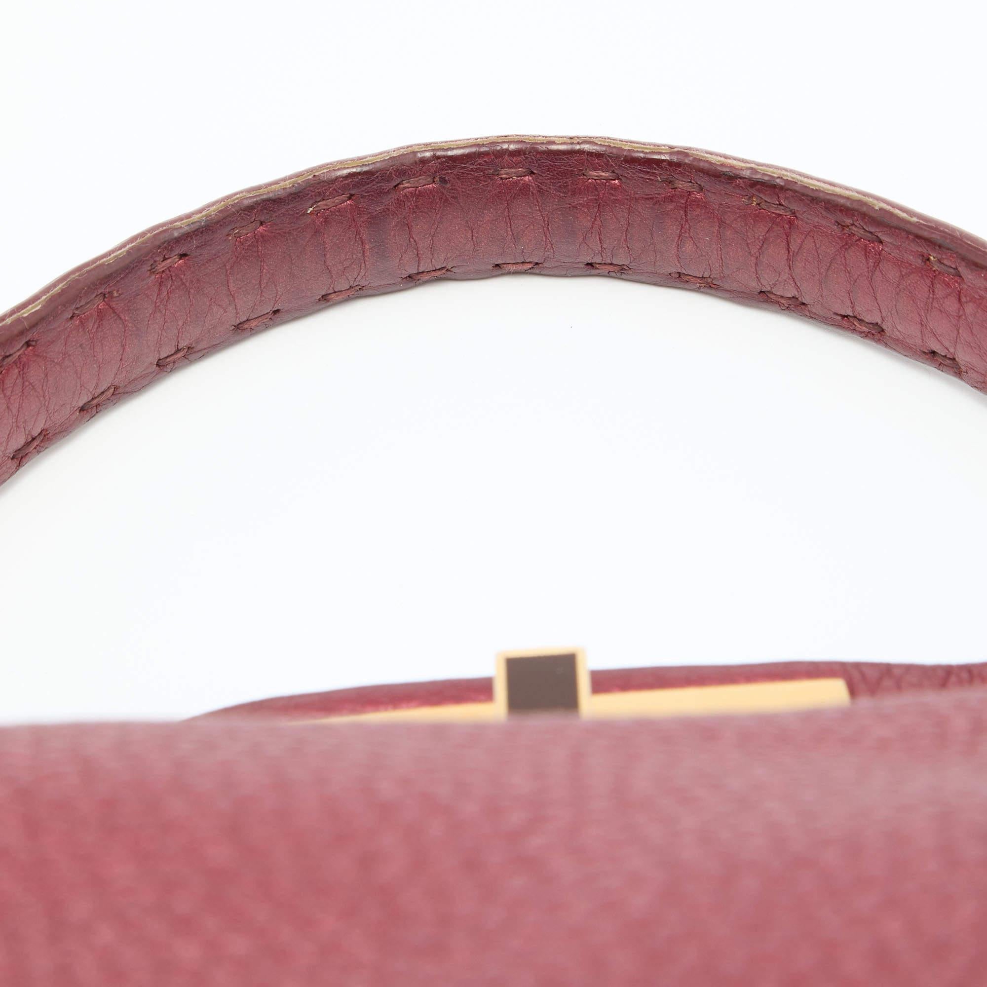 Fendi Metallic Red Leather Sellier Medium Peekaboo Top Handle Bag 10