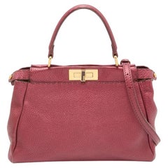 Fendi Metallic Red Leather Sellier Medium Peekaboo Top Handle Bag