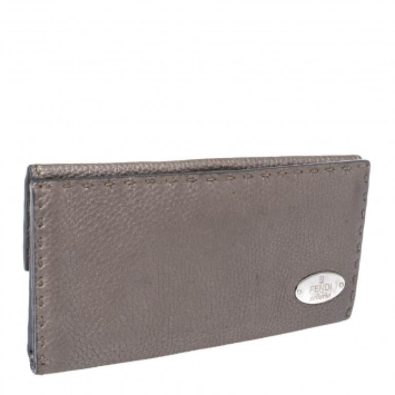 Fendi Metallic Selleria Leather Continental Wallet For Sale 5