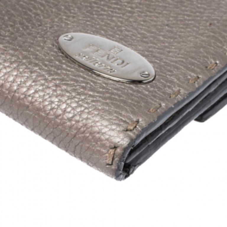 Fendi Metallic Selleria Leather Continental Wallet For Sale 2