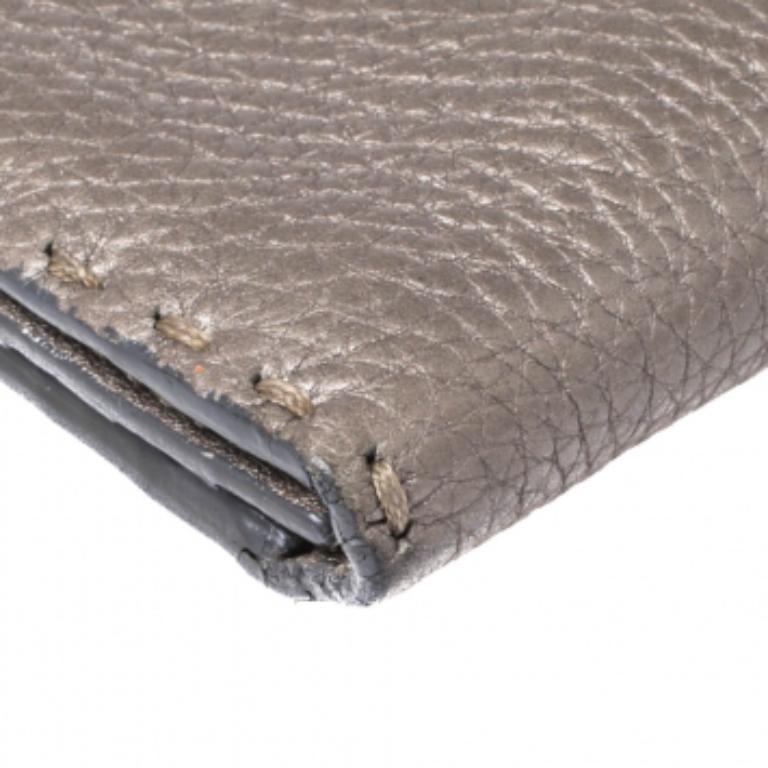 Fendi Metallic Selleria Leather Continental Wallet For Sale 3