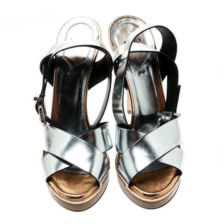 fendi silver slides