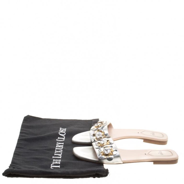 fendi silver slides