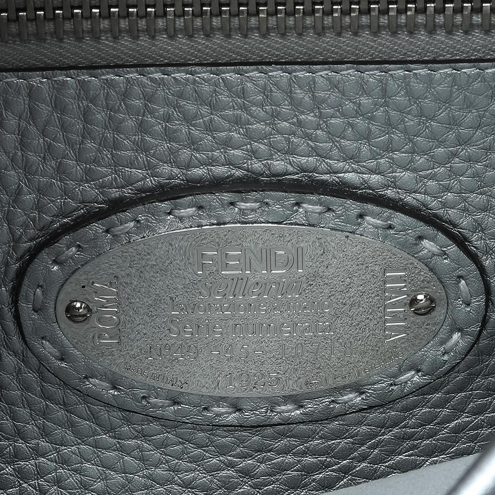 Fendi Metallic Silver Leather Medium Selleria Peekaboo Top Handle Bag 3