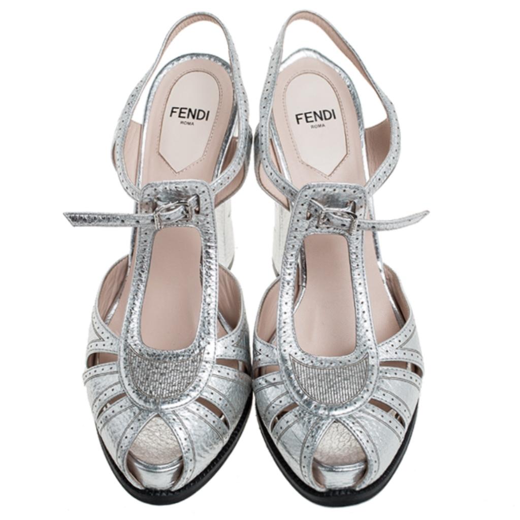 fendi silver heels