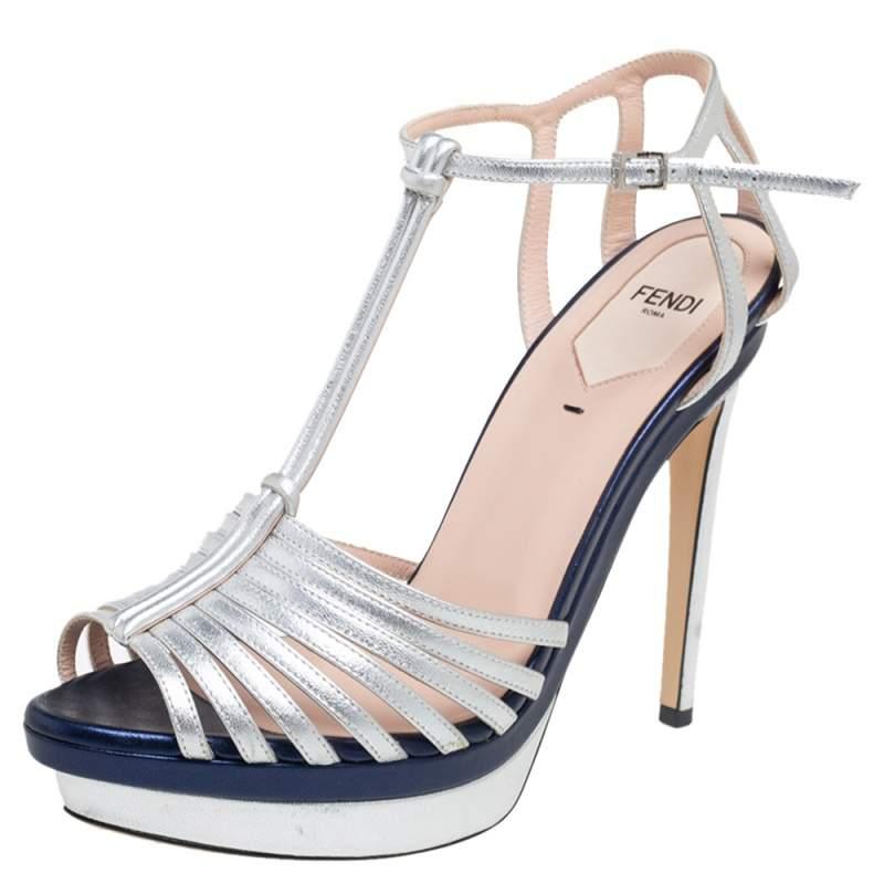 One of the most celebrated fashion House, Fendi is known for its brilliant craftsmanship in shoemaking. Crafted from leather in the metallic silver shade, the strappy style will adorn your feet in the most beautiful way. Style them with evening