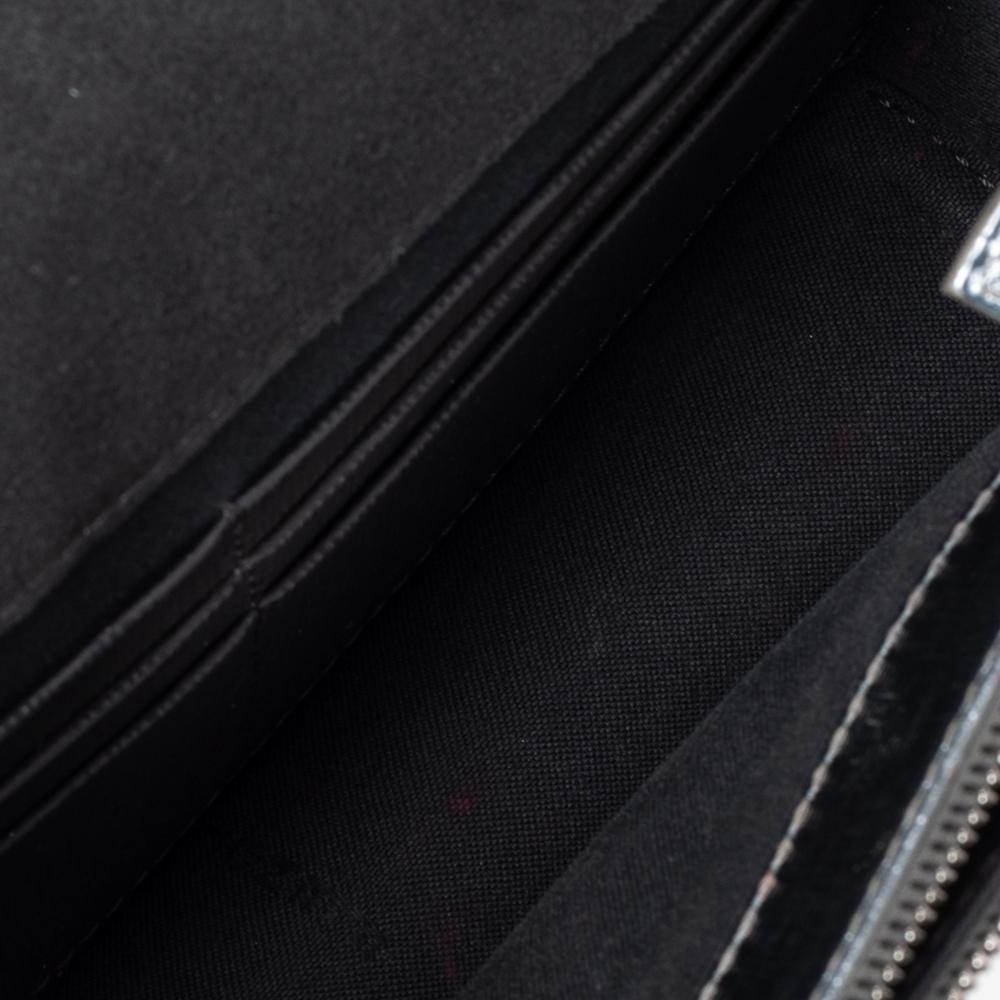 Fendi Metallic Silver Leather Tube Wallet On Chain 2