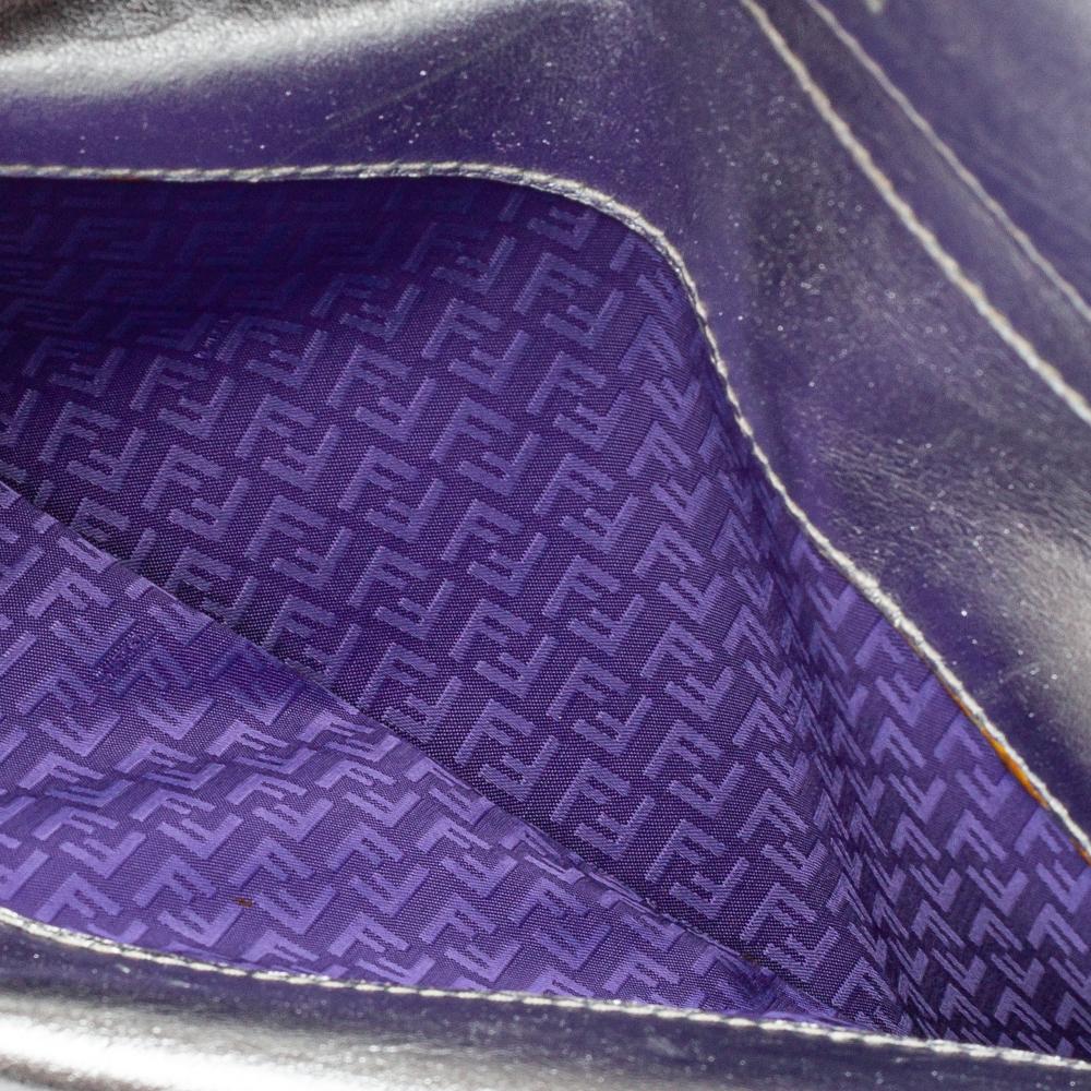 Fendi Metallic Silver Logo Embossed Leather Wallet On Chain 5