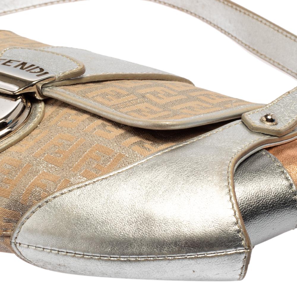 Fendi Borsa a tracolla Borsa Tuc in tela e pelle Zucchino argento metallizzato 2