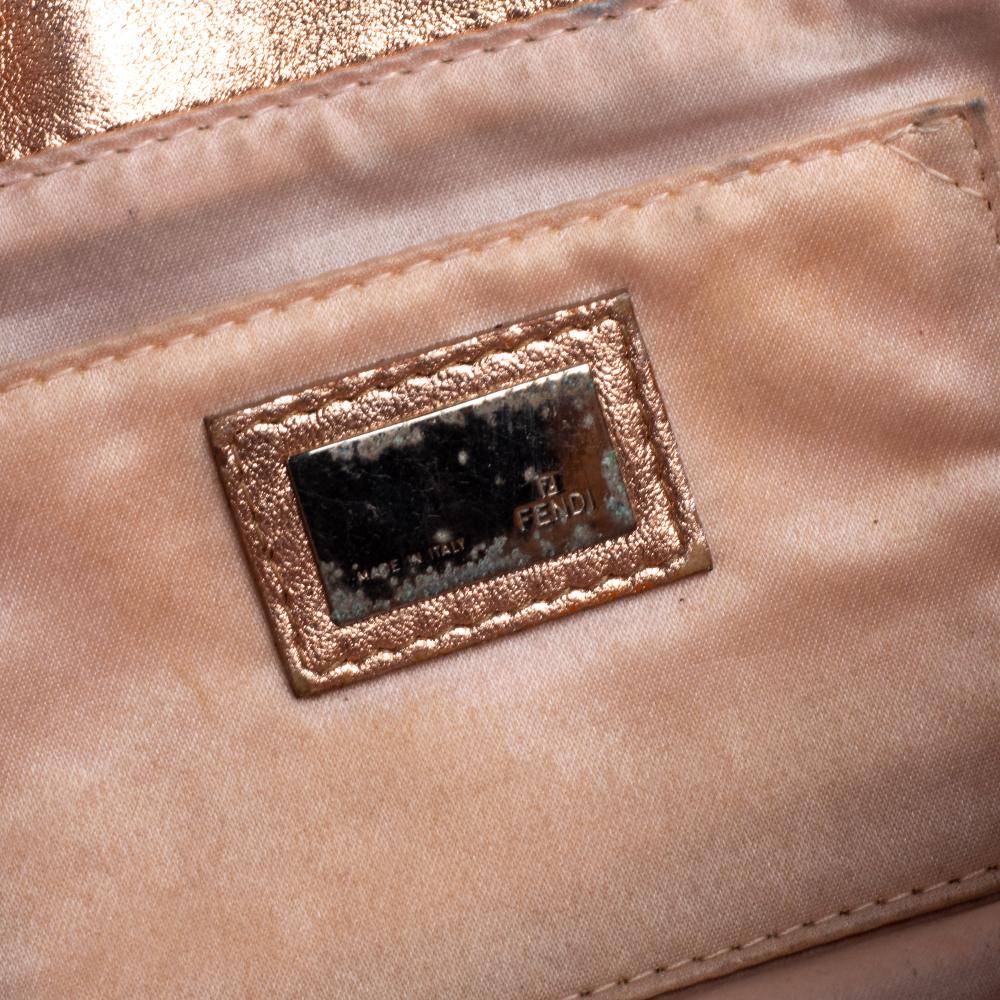 Fendi Metallic Silver Zucchino Canvas and Leather Borsa Tuc Shoulder Bag 1
