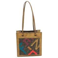 Fendi Metallic Zucca Coated Canvas and Leather Mini Tote