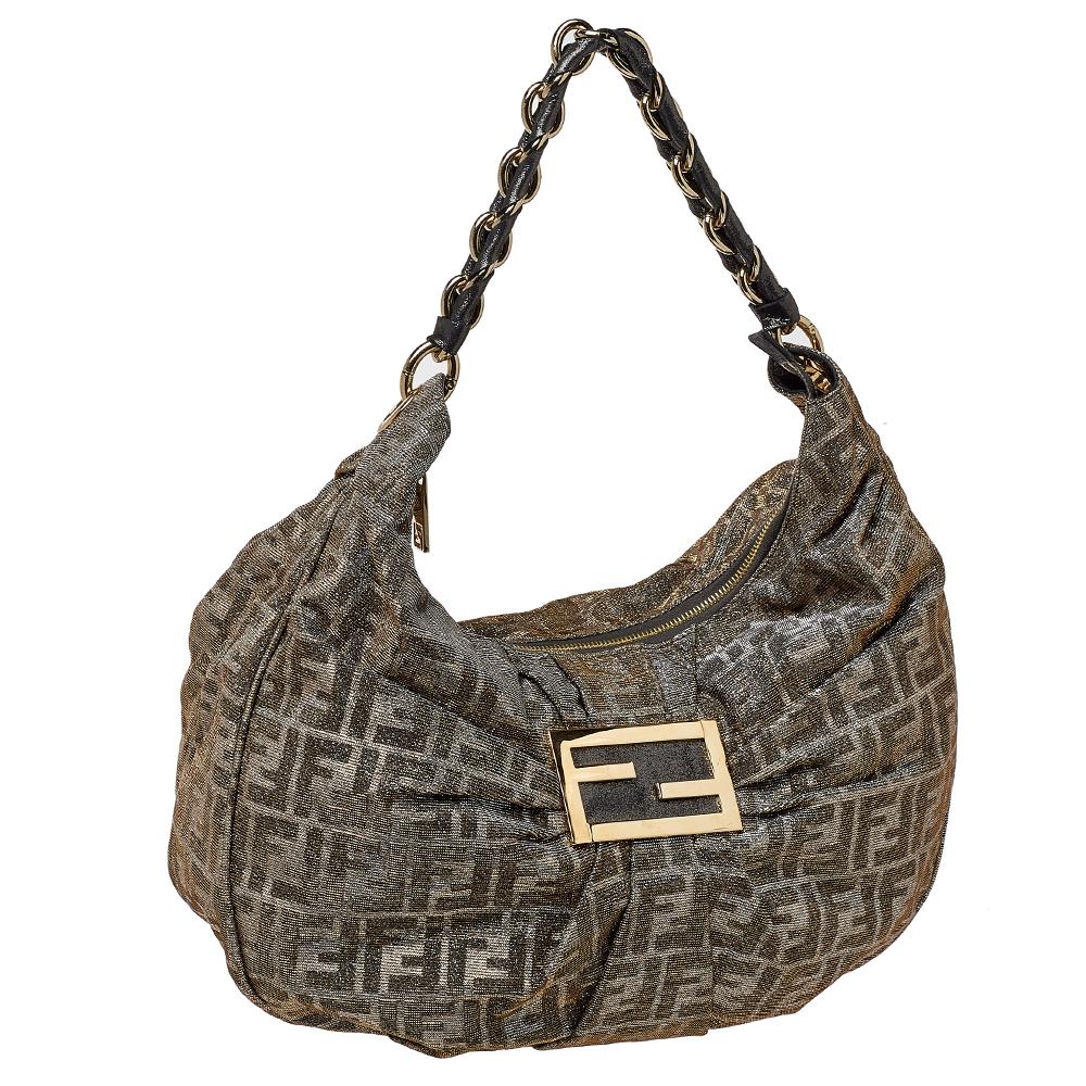 Marrone Fendi Borsa Mia in tessuto lurex metallizzato Zucca
