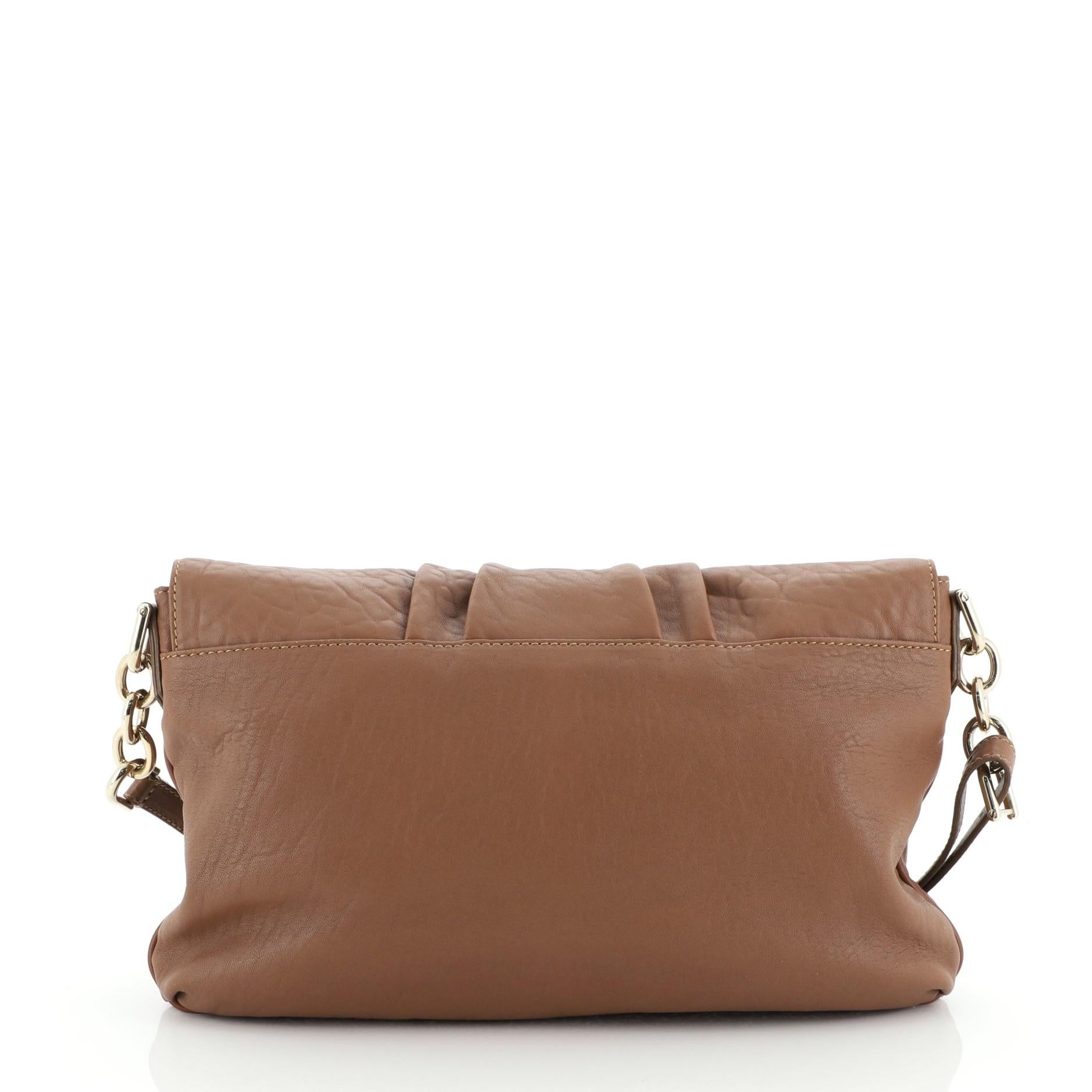 Brown Fendi Mia Crossbody Bag Leather Large